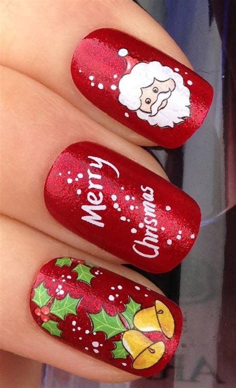 Christmas fingernail stickers - Easy Christmas nail art ideas for festive holiday manicures, including nail art stickers, decals and stencils; tree, light, bauble, present and wreath designs.